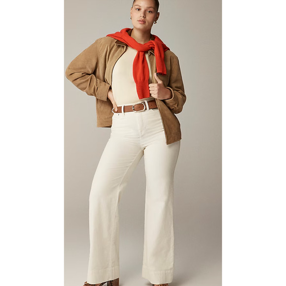 J Crew Wide Leg Corduroy Trousers 30 30P P30 10 White NWT Pant Cord BT929 J.Crew - Picture 1 of 5